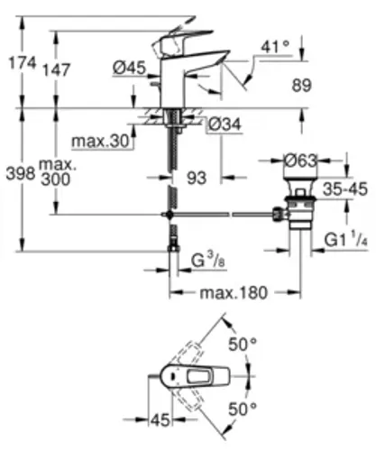 ברז פרח עמידה פיה קצרה באולופ BAULOOP כרום GROHE - גרואה 23335001 GROHE גרואה