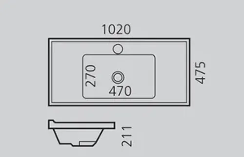 כיור אינטגרלי 102X47.5 ס