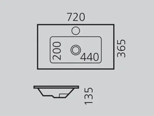 כיור אינטגרלי 72X36.5 ס
