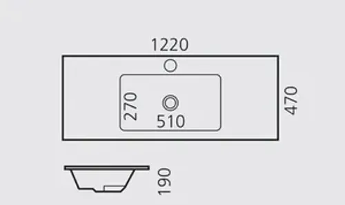 כיור רחצה אינטגרלי סקיני 122X47X19 ס