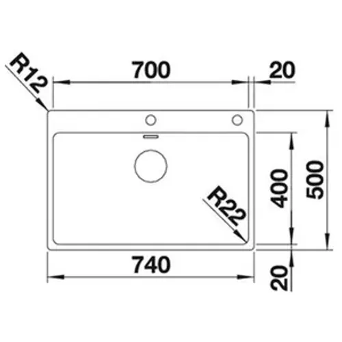כיור מטבח נירוסטה בלנקו ANDANO 700 IF/A אנדאנו 50X74X19 ס