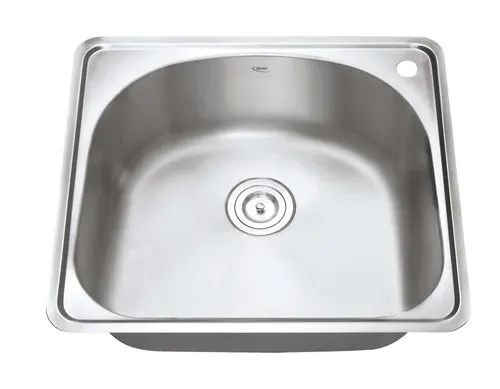 כיור נירוסטה יחיד מעוגל עם פנל מדורג 54X60.6X21.1 ס