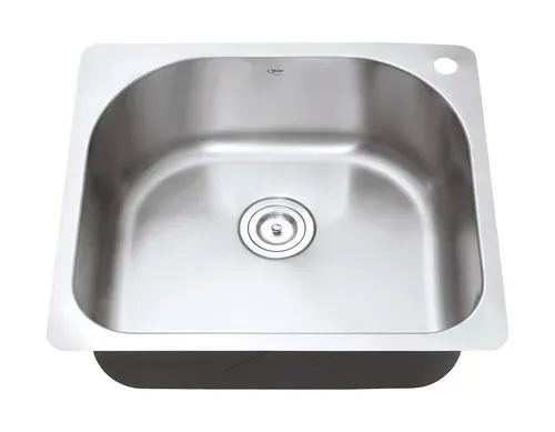 כיור מטבח יחיד מעוגל עם פנל 52.9X59X20.3 ס