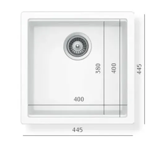 כיור מטבח אקווטופ דגם קירונה 50 קירסטלייט תוצרת גרמניה 44.5X44.5X18 ס