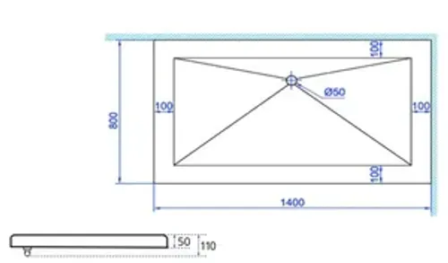 אגנית אקרילית מלאה 80*140 ס