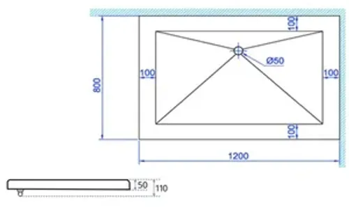 אגנית אקרילית מלאה 80*120 ס