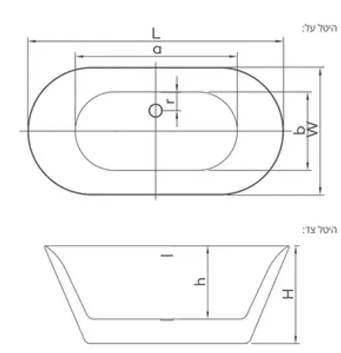אמבטיה יוקרתית 168/76/58 ס