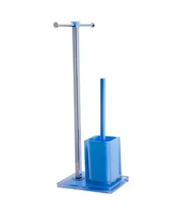 מברשת אסלה מונחת עם מעמד לנייר טואלט סקוור - SQUARE כחול פטרול SPB-103555 מלדן