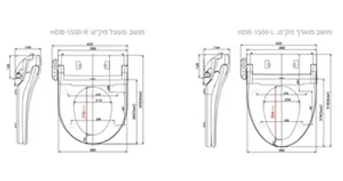 מושב אסלה בידה מוארך/עגול דגם סנואו HDB330-L/R שוני SHONY