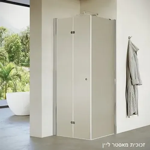 מקלחון פינתי דופן קבועה ודלת הרמוניקה ווייס 65-98 ס