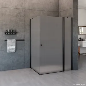 מקלחון פינתי דלת ודופן קבועה + דופן קבועה אלברט 70-145 ס"מ שחור מט DorRaphael