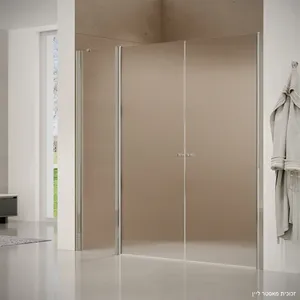 מקלחון חזית 2 דלתות על ציר  דופן קבועה קאטרו זכוכית גלינה 121-160 סמ ניקל כרום - דור רפאל