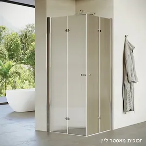 מקלחון פינתי 2 דלתות הרמוניקה מדיסון זכוכית גלינה 80-82 סמ  90-92 סמ ניקל כרום - דור רפאל