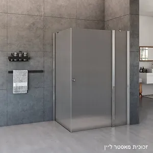 מקלחון פינתי דלת ודופן קבועה  דופן קבועה אלברט זכוכית גלינה 70-150 סמ ניקל כרום - דור רפאל