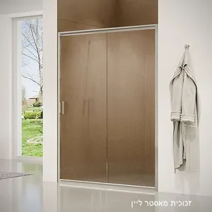 מקלחון חזית דופן קבועה ודלת אוונס זכוכית גלינה 140-145 סמ  145-150 סמ  150-155 סמ  155-160 סמ  160-165 סמ ניקל כרום - דור רפאל