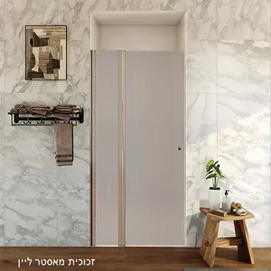 מקלחון חזית דופן קבועה דלת על ציר לוגן זכוכית גלינה 91.5-153 סמ ניקל כרום - דור רפאל