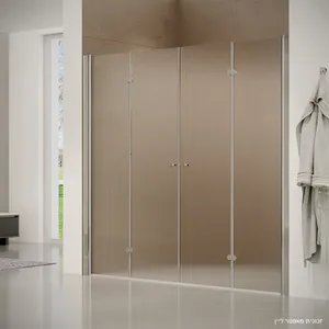 מקלחון חזית 2 דלתות הרמוניקה נלסון זכוכית גלינה 132-196 סמ ניקל כרום - דור רפאל