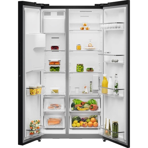 מקרר SBS דלת מול דלת - נירוסטה מושחרת - 595 ליטר - Electrolux דגם ESE6670A-B - עם קיוסק אוטומטי למים וקרח