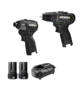 מברגת אימפקט+מברגת פוטר 12V, זוג סוללות ומטען PROFESSIONAL WORX
