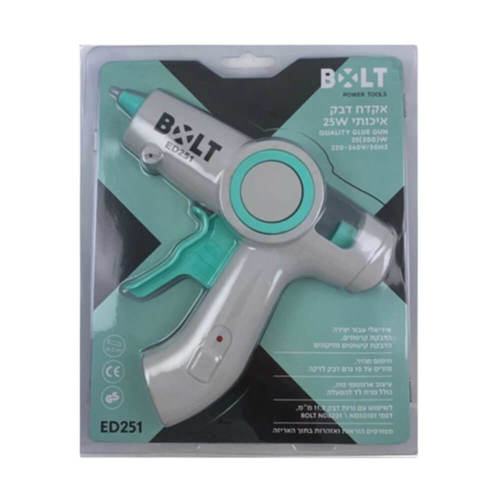 אקדח דבק חם איכותי BOLT ED251 בהספק 25W לעבודות יצירה ותיקונים