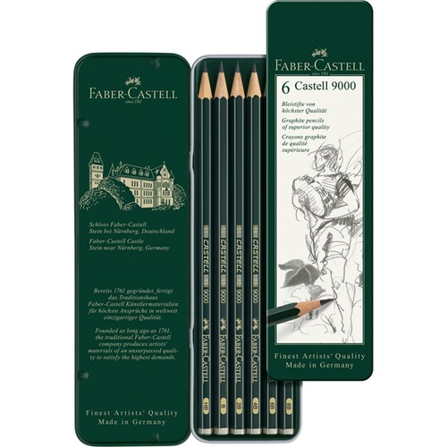 סט 6 יח' עפרונות רישום '9000' Faber Castell