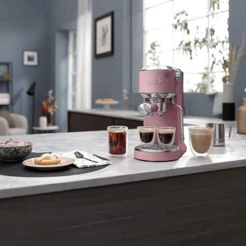 מכונת אספרסו ידנית דלונגי דדיקה דואו ורוד DeLonghi Dedica Duo EC890.PK