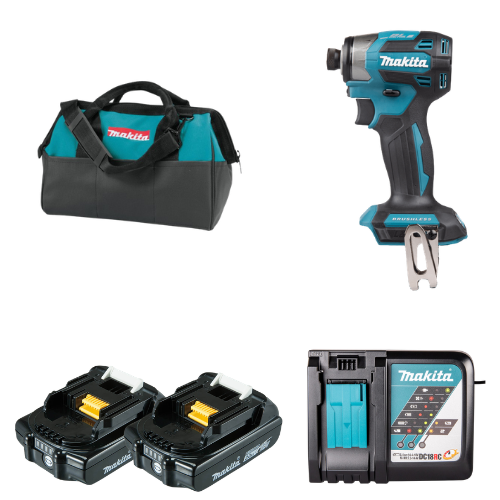 סט מברגת אימפקט מקיטה 18V LXT DTD173 כולל 2 סוללות 2.0Ah ומטען מהיר DC18RC + תיק מקיטה