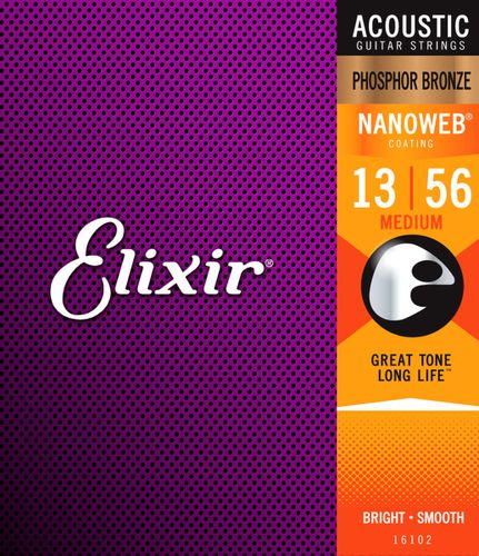 סט מיתרים לאקוסטית Elixir Nanoweb 0.13