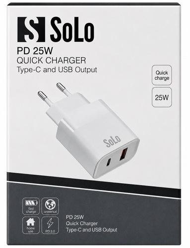Solo PD 25W USB-C & USB Quick Charger – מטען מהיר Solo PD 25W USB-C & USB