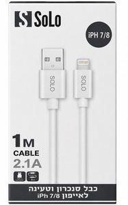 Solo iPhone Lightning Cable 1M 2.1A – כבל לאייפון 1 מטר מטען