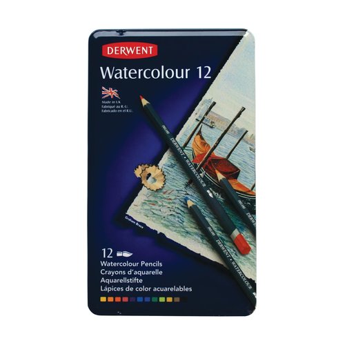 סט 12 עפרונות מים אקוורל Derwent
