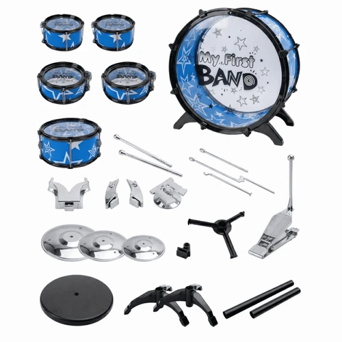 מערכת תופים לילדים My First Band כולל כיסא ומקלות - צבע כחול 