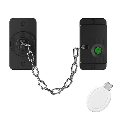מנעול ביומטרי עם שרשרת הגנה למקרר וארונות ChainSafe צבע שחור 