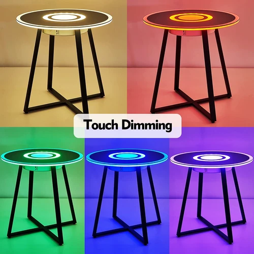 שולחן קפה חכם עם טעינה אלחוטית ותאורת LED צבעונית | צבע שחור 