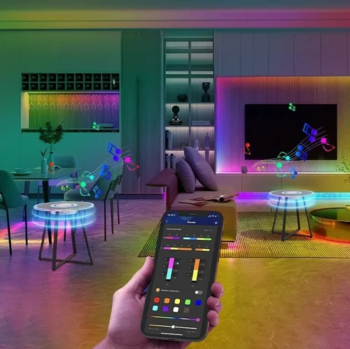 שולחן קפה חכם עם טעינה אלחוטית ותאורת LED צבעונית | צבע שחור 