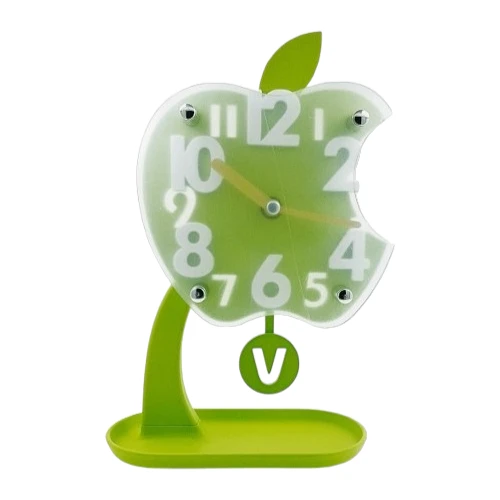 שעון שולחני בעיצוב תפוח עץ ירוק