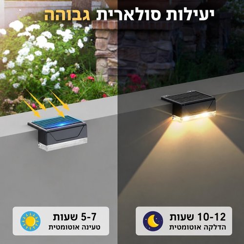 זוג פנסי חומה/גדר סולאריים חדשניים | 3 גווני הארה