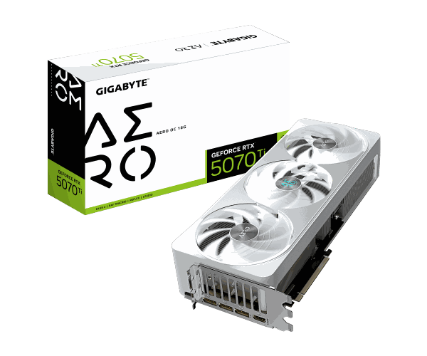 כרטיס מסך Gigabyte GeForce RTX 5070 Ti AERO OC 16G White