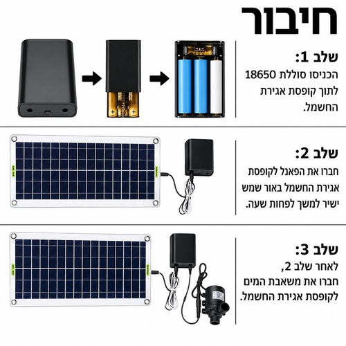 משאבת מים סולארית 12V | קצב זרימה 800 ליטר/שעה