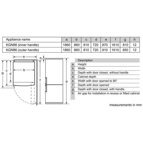 מקרר מקפיא תחתון 631 ליטר Bosch KGN86AIDR  נירוסטה