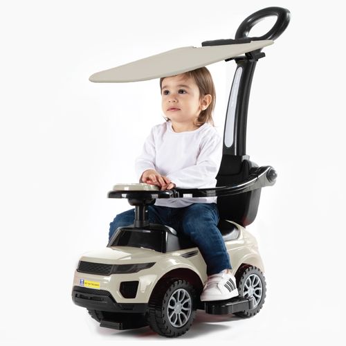 בימבה ג'יפ עם מוט דחיפה להורה 3 ב 1 עם קולות בעברית, צלילים וגגון - כחול