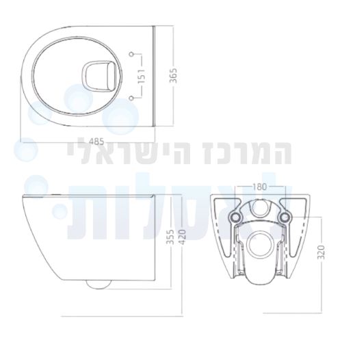 מידות אסלה תלויה ornadoFlush חרסה תלתן חמת 502041