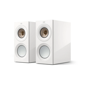זוג רמקולים מדפיים kef Reference 1 Meta בצבע High-Gloss White/Champagne