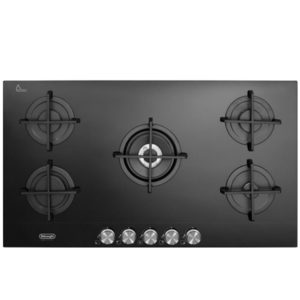 כיריים גז 5 להבות 90 ס"מ Delonghi DGH4190GN תוצרת איטליה - זכוכית שחורה אחריות ע"י היבואן הרשמי דלונגי