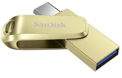 זיכרון נייד צבע זהב Sandisk Ultra Dual Drive Luxe 256GB