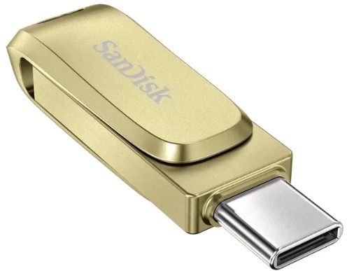 זיכרון נייד צבע זהב Sandisk Ultra Dual Drive Luxe 256GB