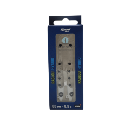 אריזת זוג דמויי דג סיליקון Ragot Raglou Hybrid צבע ראש לבן עם נקודות שחורות 85 מ