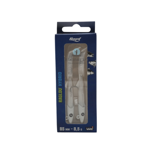 אריזת זוג דמויי דג סיליקון Ragot Raglou Hybrid צבע לבן פנינה אטום 85 מ