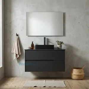 ארון תלוי טוקיו אפור כהה 2 מגירות עם כיור מונח