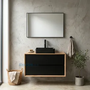 ארון תלוי עץ ופורמייקה קופנהגן 2 מגירות וכיור מונח